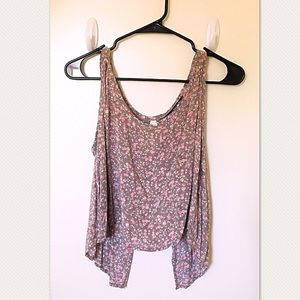 Gray floral crop top